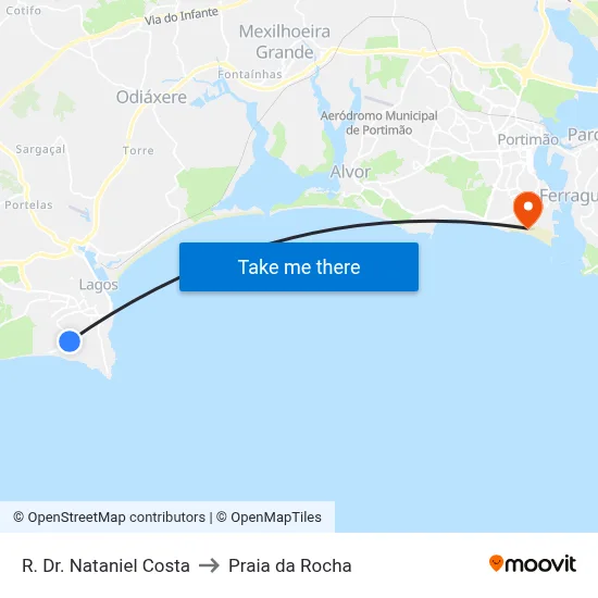 R. Dr. Nataniel Costa to Praia da Rocha map