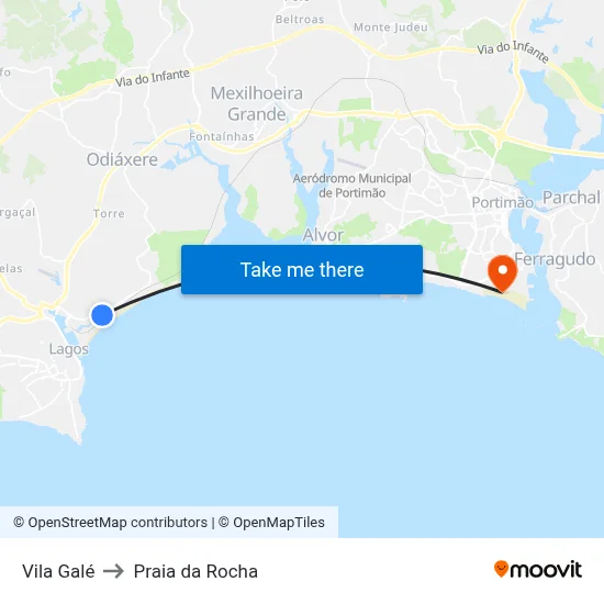 Vila Galé to Praia da Rocha map