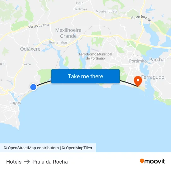 Hotéis to Praia da Rocha map