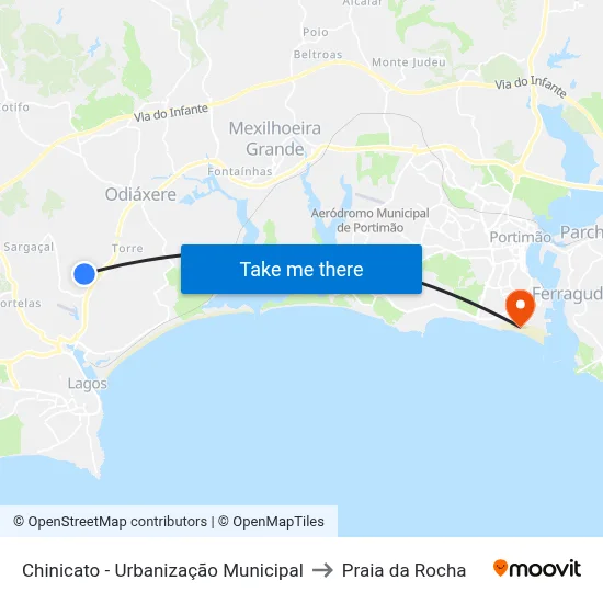 Chinicato - Urbanização Municipal to Praia da Rocha map
