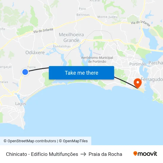 Chinicato - Edifício Multifunções to Praia da Rocha map