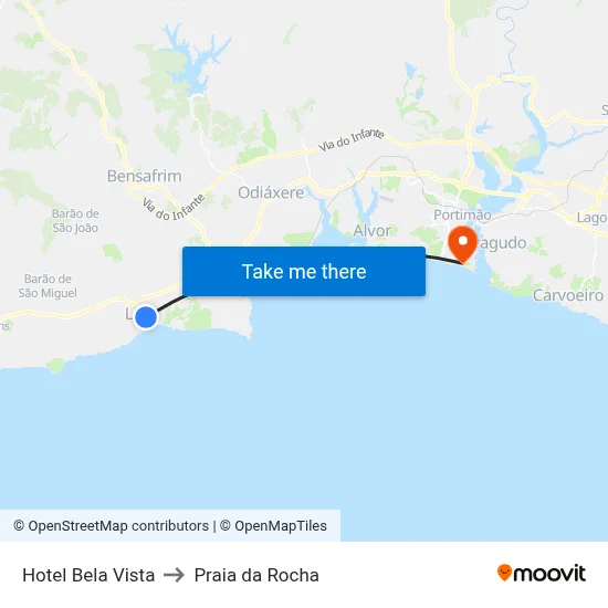 Hotel Bela Vista to Praia da Rocha map