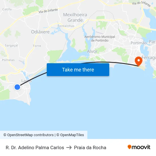R. Dr. Adelino Palma Carlos to Praia da Rocha map