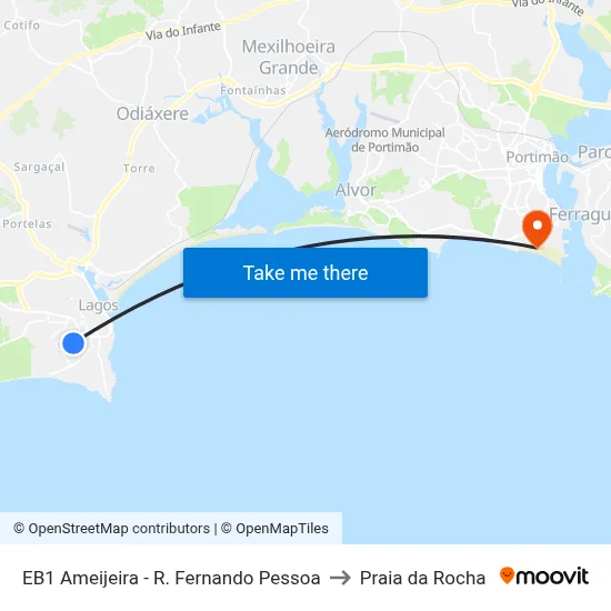EB1 Ameijeira - R. Fernando Pessoa to Praia da Rocha map