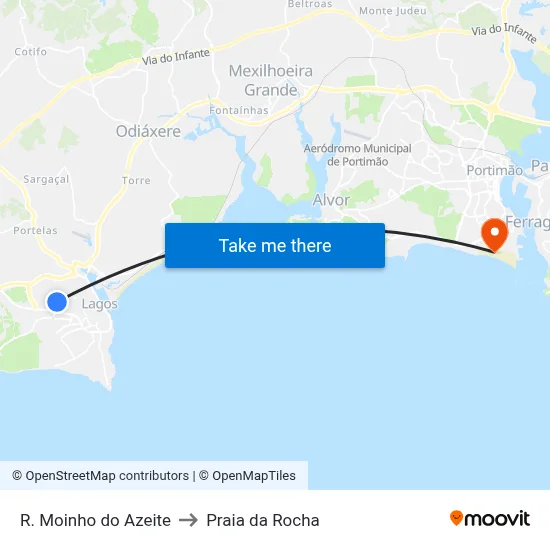 R. Moinho do Azeite to Praia da Rocha map