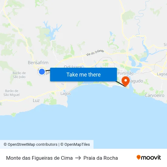 Monte das Figueiras de Cima to Praia da Rocha map