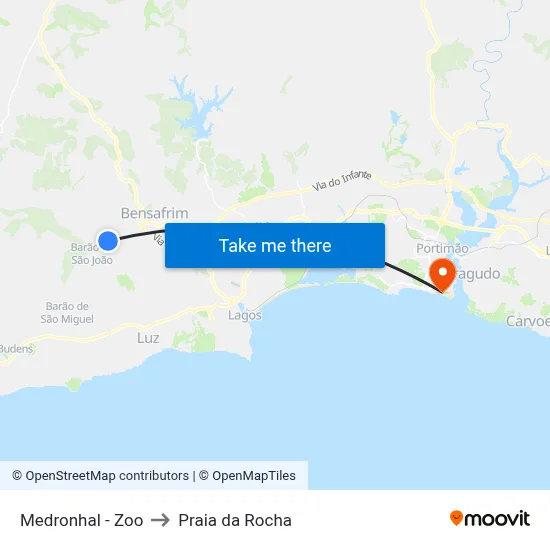 Medronhal - Zoo to Praia da Rocha map