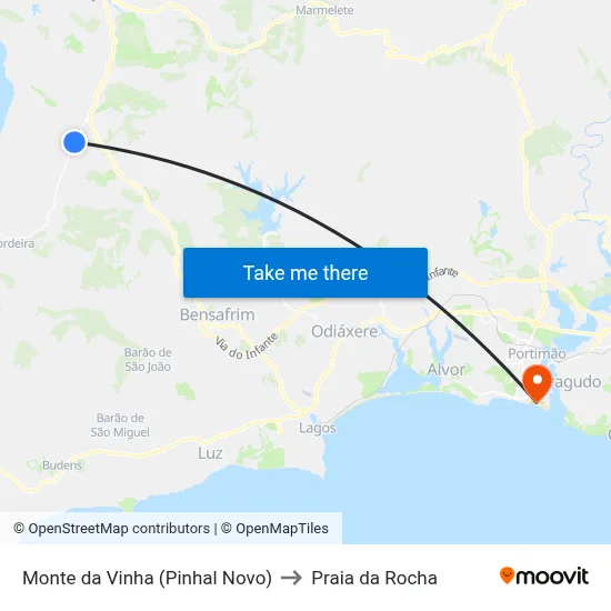Monte da Vinha (Pinhal Novo) to Praia da Rocha map