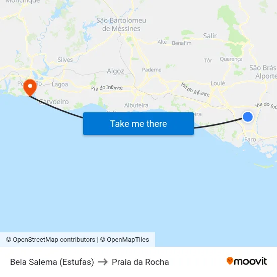 Bela Salema (Estufas) to Praia da Rocha map