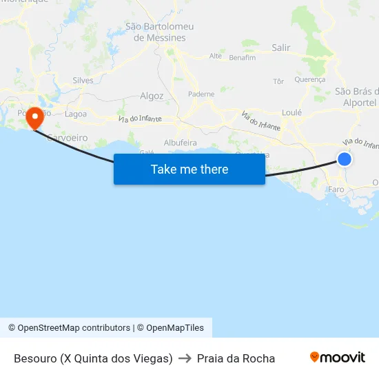Besouro (X Quinta dos Viegas) to Praia da Rocha map