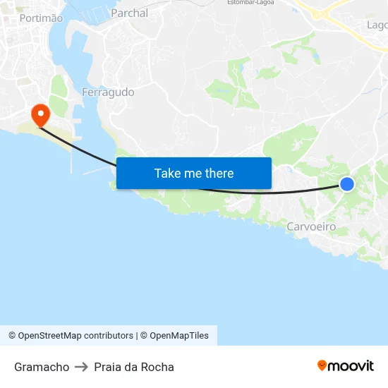 Gramacho to Praia da Rocha map