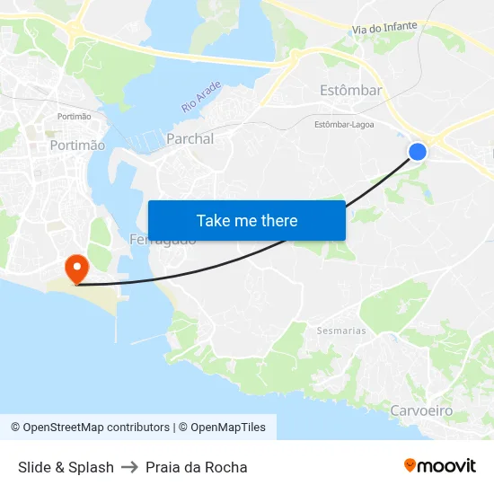 Slide & Splash to Praia da Rocha map