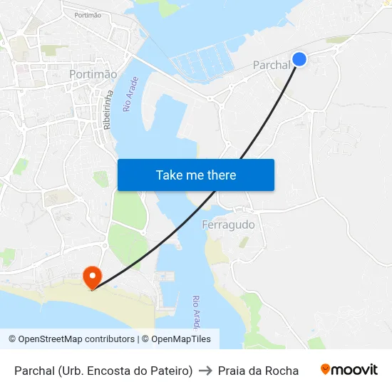 Parchal (Urb. Encosta do Pateiro) to Praia da Rocha map