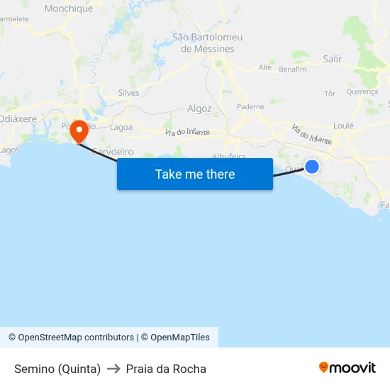 Semino (Quinta) to Praia da Rocha map
