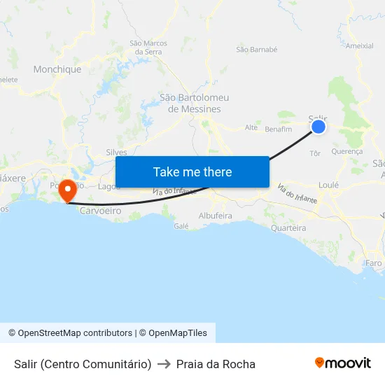 Salir (Centro Comunitário) to Praia da Rocha map