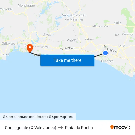 Conseguinte (X Vale Judeu) to Praia da Rocha map