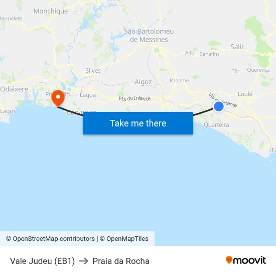 Vale Judeu (EB1) to Praia da Rocha map