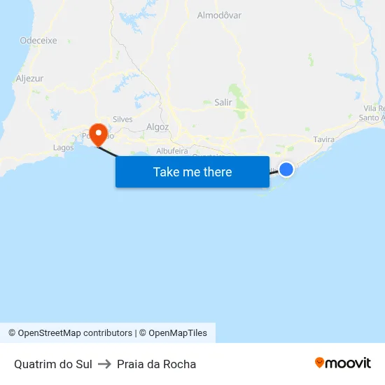 Quatrim do Sul to Praia da Rocha map