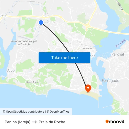 Penina (Igreja) to Praia da Rocha map