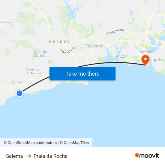 Salema to Praia da Rocha map