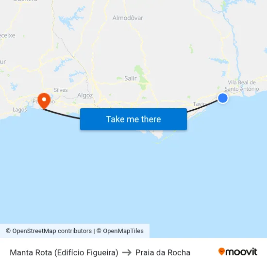 Manta Rota (Edifício Figueira) to Praia da Rocha map