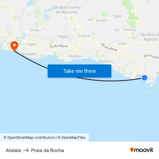 Atalaia to Praia da Rocha map