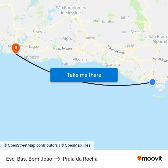 Esc. Bás. Bom João to Praia da Rocha map