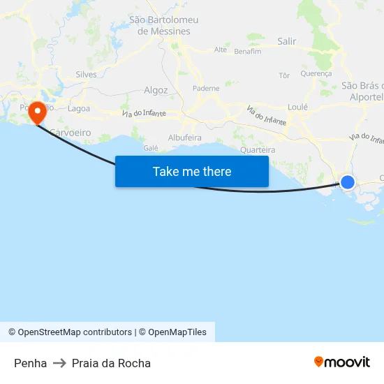 Penha to Praia da Rocha map