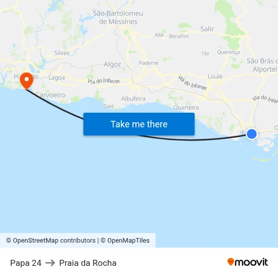 Papa 24 to Praia da Rocha map
