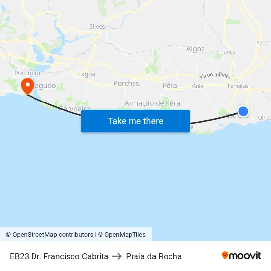 EB23 Dr. Francisco Cabrita to Praia da Rocha map