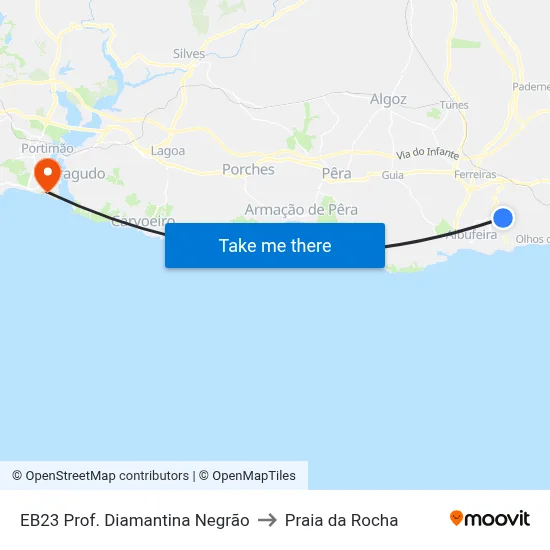 EB23 Prof. Diamantina Negrão to Praia da Rocha map
