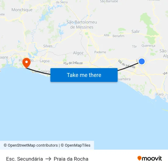 Esc. Secundária to Praia da Rocha map