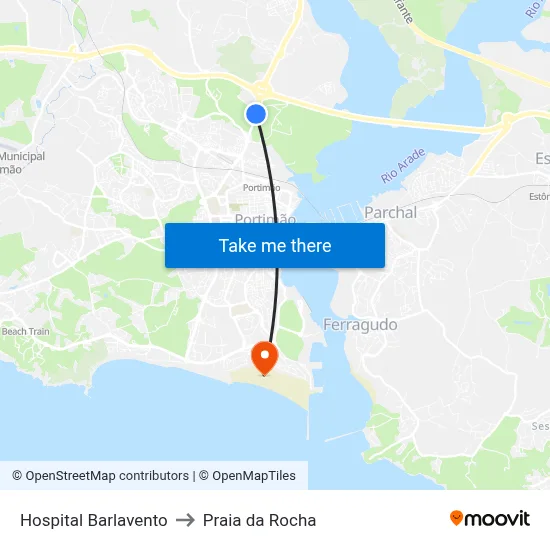 Hospital Barlavento to Praia da Rocha map