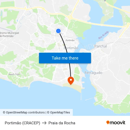 Portimão (CRACEP) to Praia da Rocha map