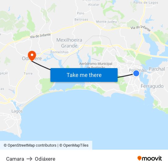 Camara to Odiáxere map