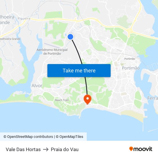 Vale Das Hortas to Praia do Vau map