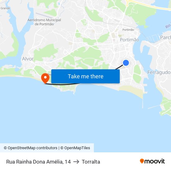 Rua Rainha Dona Amélia, 14 to Torralta map