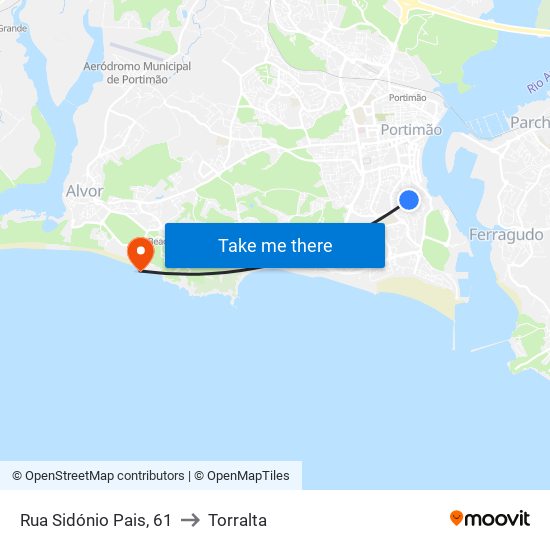 Rua Sidónio Pais, 61 to Torralta map