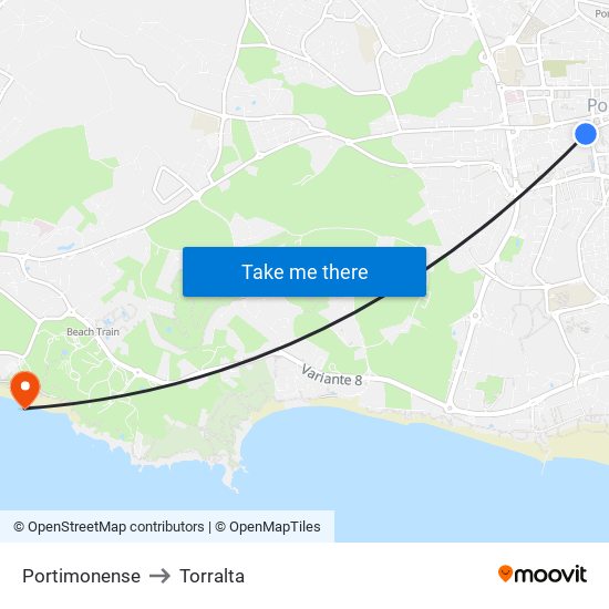 Portimonense to Torralta map