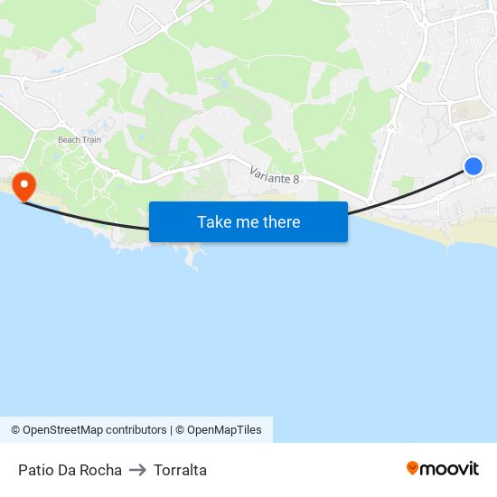 Patio Da Rocha to Torralta map