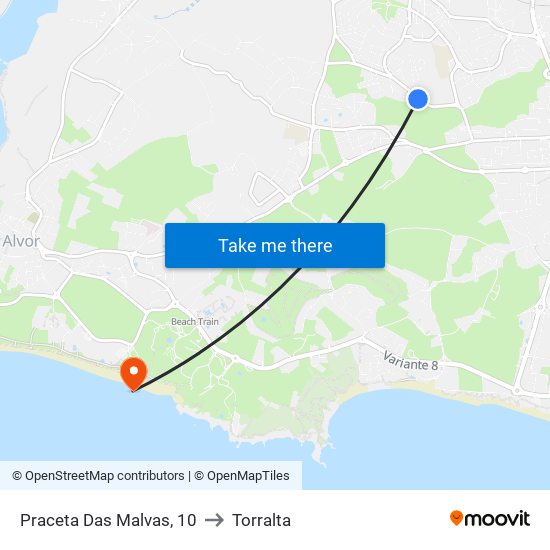 Praceta Das Malvas, 10 to Torralta map