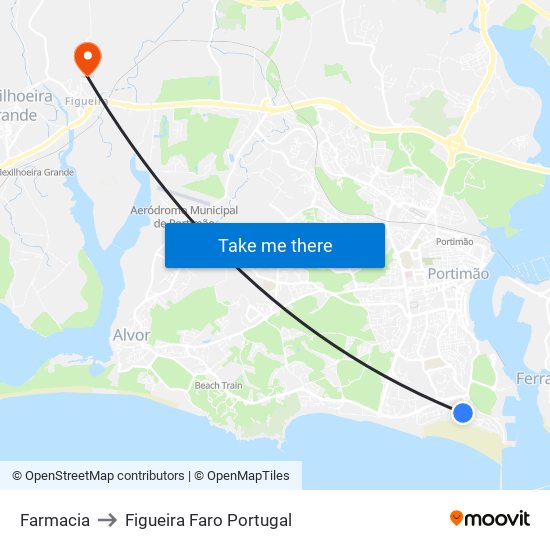 Farmacia to Figueira Faro Portugal map