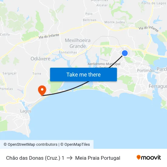 Chão das Donas (Cruz.) 1 to Meia Praia Portugal map