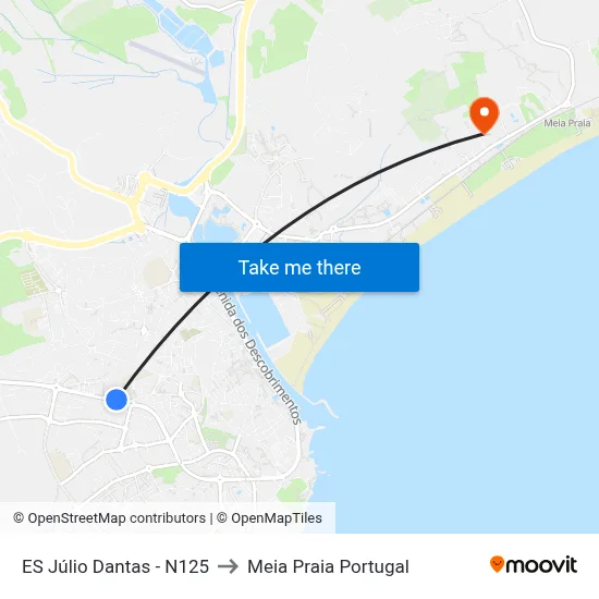 ES Júlio Dantas - N125 to Meia Praia Portugal map