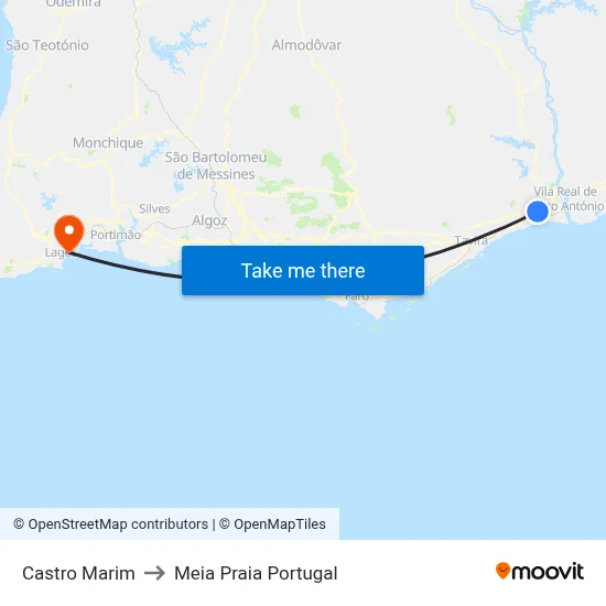 Castro Marim to Meia Praia Portugal map