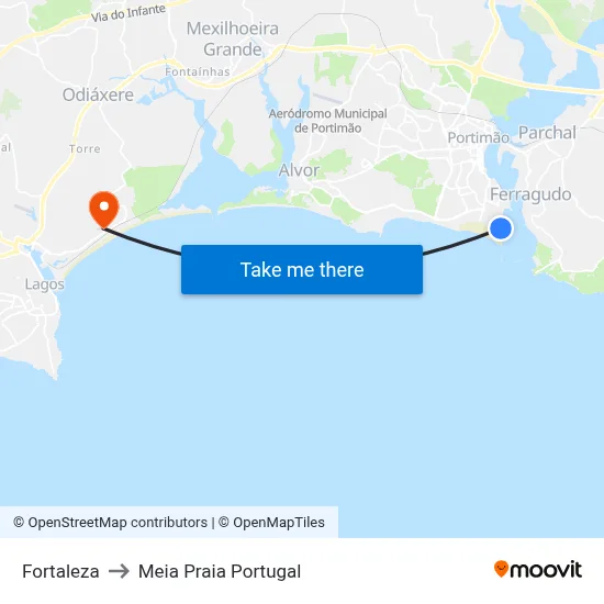 Fortaleza to Meia Praia Portugal map