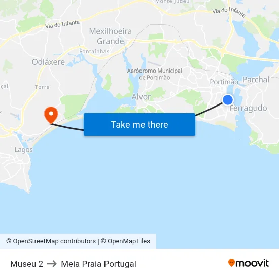 Museu 2 to Meia Praia Portugal map