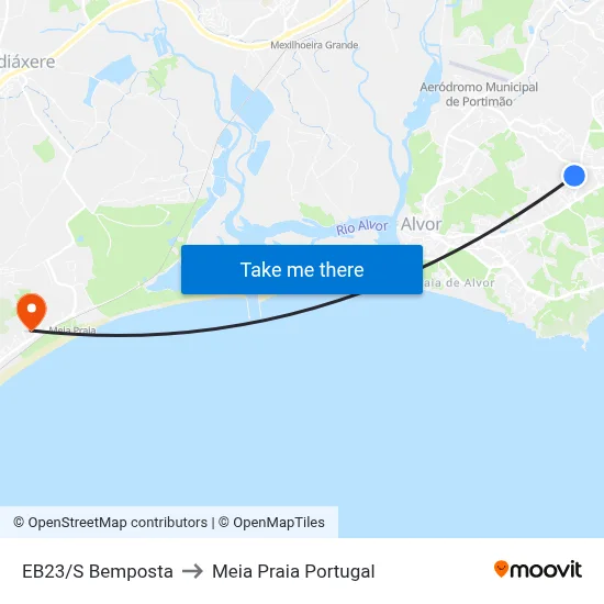 EB23/S Bemposta to Meia Praia Portugal map