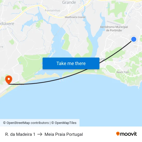 R. da Madeira 1 to Meia Praia Portugal map