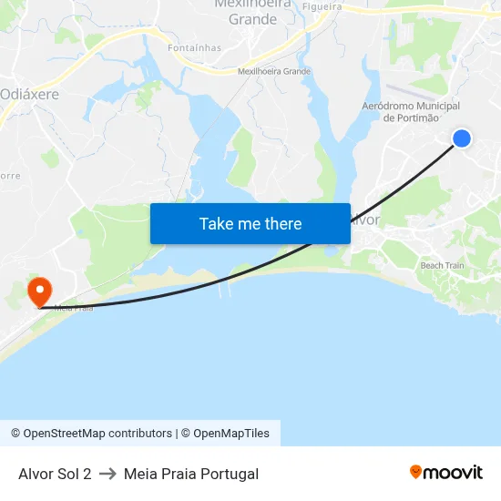 Alvor Sol 2 to Meia Praia Portugal map